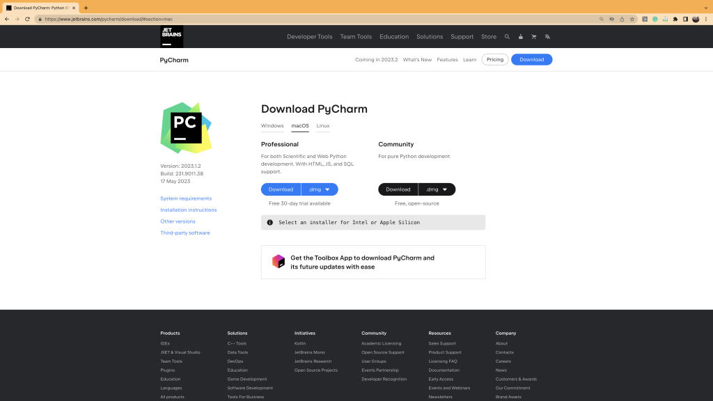 PyCharm Community Free Version Banner