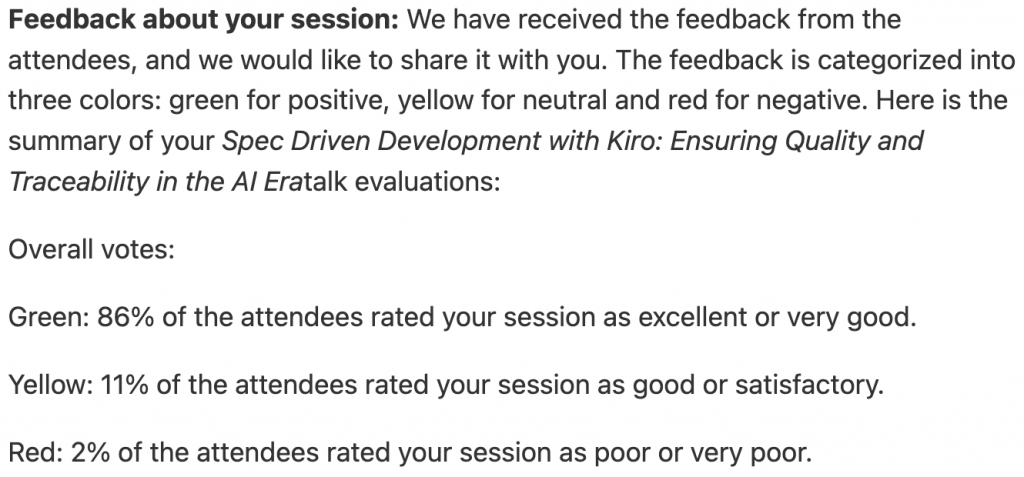 feedback about the talk