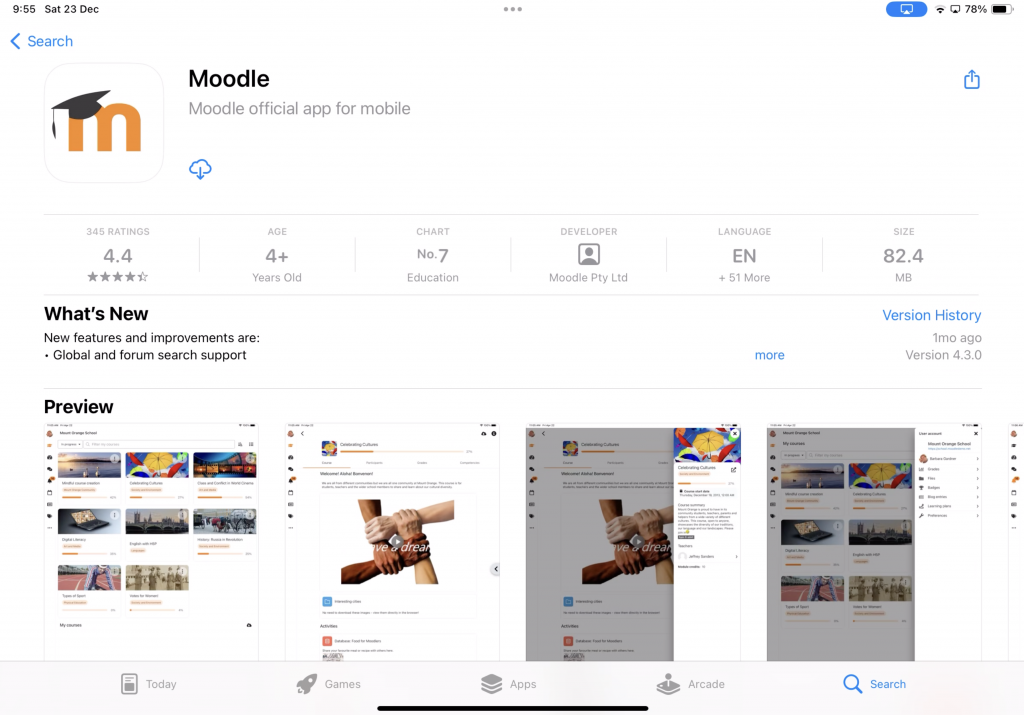 Moodle App Installation