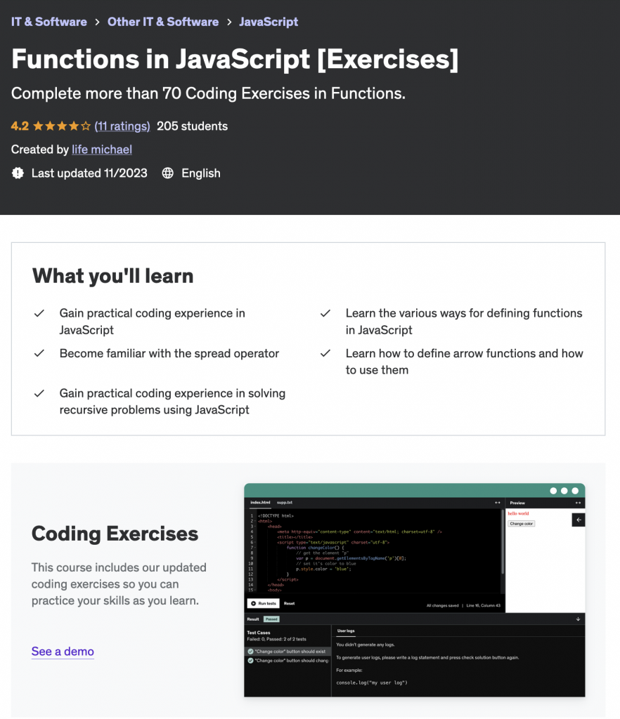 coding exercises in javascript